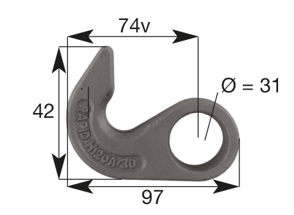 30427_97x42 Schließhaken, schwere Ausführung