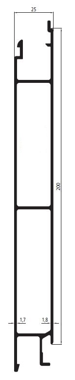 25014O9qhBDcykqQok Alubordwand Mittelteil 200 mm Höhe