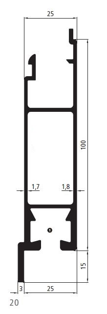 Alubordwand Unterteil 100 mm Höhe