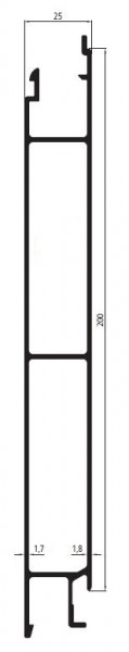 Alubordwand Mittelteil 200 mm Höhe