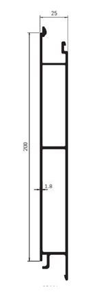 Alubordwand Mittelteil 200 mm Höhe