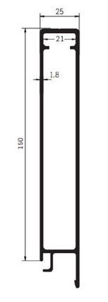 Alubordwand Oberteil 150 mm Höhe