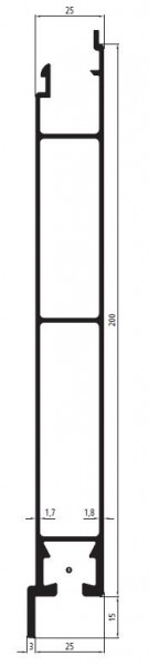 Alubordwand Unterteil mit Lippe 25 mm Breite