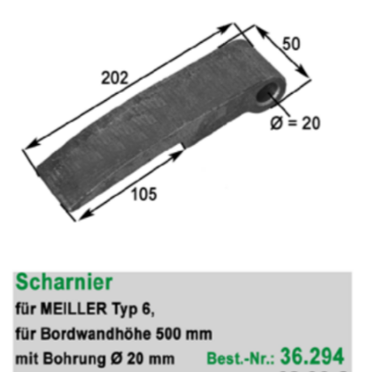 Scharnier für Meiller Typ 6