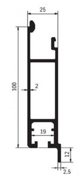 Alubordwand Unterteil 100 mm Höhe