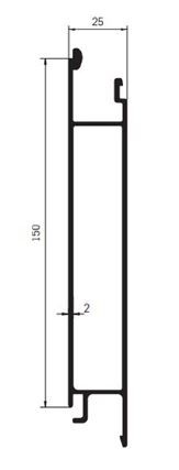 Alubordwand Mittelteil 150 mm Höhe