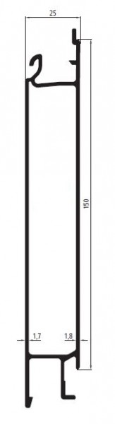 Alubordwand Mittelteil 150 mm Höhe