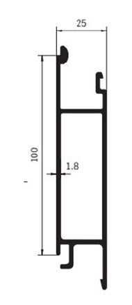 Alubordwand Mittelteil 100 mm Höhe