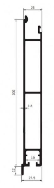 Alubordwand Unterteil mit Lippe 25 mm Breite