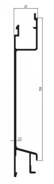 Alubordwand Mittelteil 150 mm Höhe