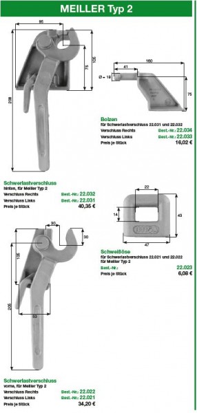 Verschlüsse-Set MEILLER Typ 2